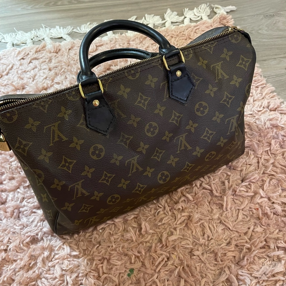 Louis Vuitton Brown Monogram Satchel with Gold Accents - Picture 9 of 15